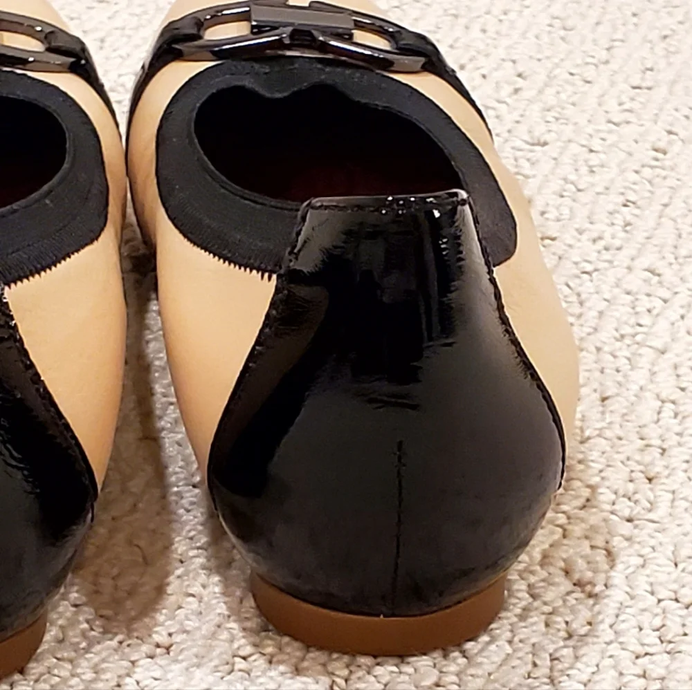Munro Ivy Leather Colorblock Camel/Black Horsebit Preppy COMFORT Flats 8.5N